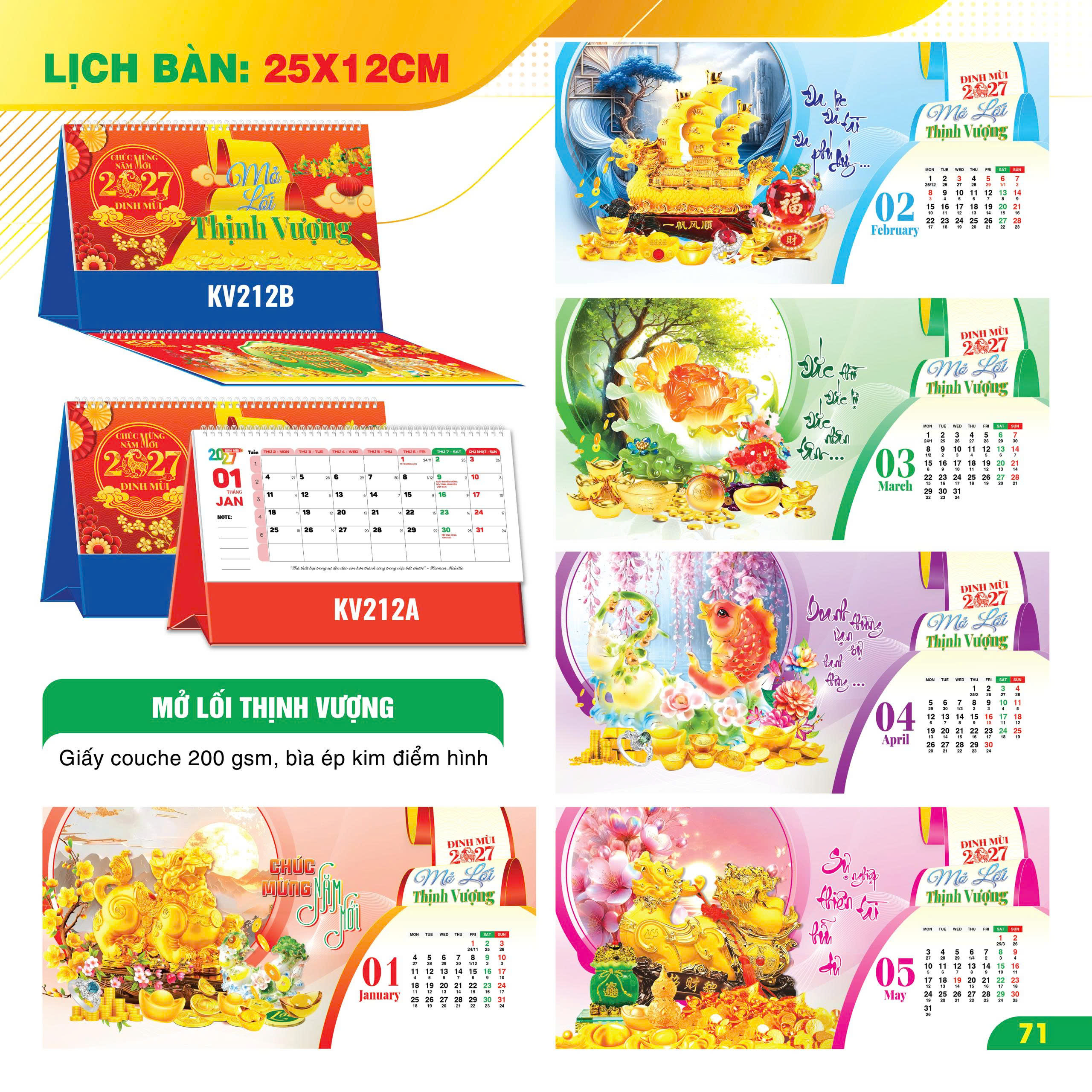 LỊCH BÀN CHỮ A NGANG - (12x25cm) - Mở Lối Thịnh Vượng