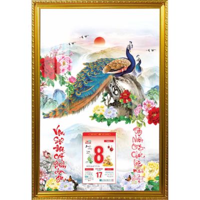 BÌA LỊCH GỖ TRÁNG GƯƠNG CAO CẤP 45X65CM - BÌA KHUNG NHỰA - KÈM BLOC
