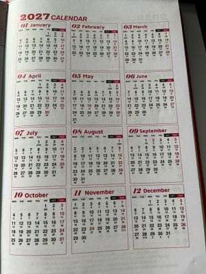 SỔ TAY AGENDA 2027 - KT: 14.5x20.5CM - SỔ TAY BÌA DA - SỔ CÓ LỊCH 2027