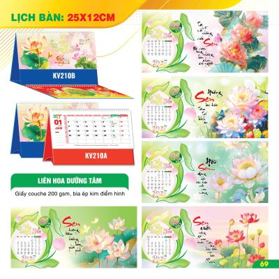 LỊCH BÀN CHỮ A NGANG - (12x25cm) - Bản Sắc Việt