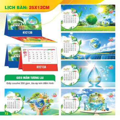 LỊCH BÀN CHỮ A NGANG - (12x25cm) - Mùi Vận Hanh Thông