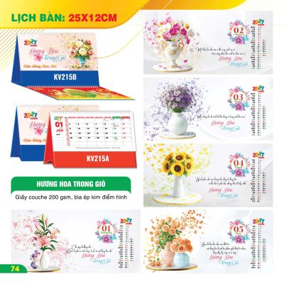 LỊCH BÀN CHỮ A NGANG - (12x25cm) - Mùi Vận Hanh Thông