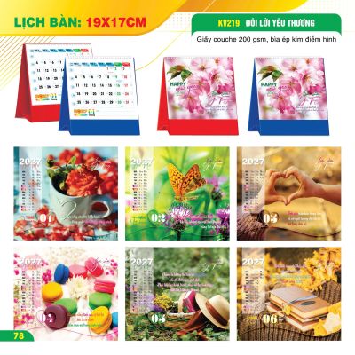 LỊCH BÀN CHỮ A VUÔNG - (17x19cm) - Chiêu Tài Khởi Lộc