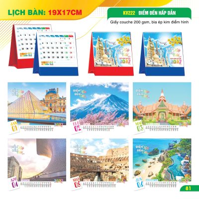 LỊCH BÀN CHỮ A VUÔNG - (17x19cm) - Chiêu Tài Khởi Lộc