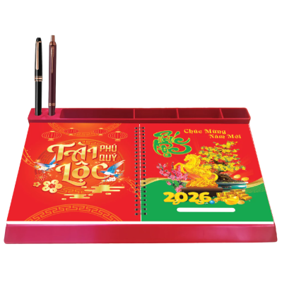 LỊCH ĐỂ BÀN ĐẾ NHỰA 53 TUẦN LÒ XO GIỮA - KT: 17x28CM