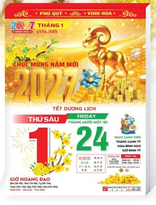 Lịch Bloc Siêu Đại (30x40cm) - Bloc Rời - Phong Thủy Cát Tường