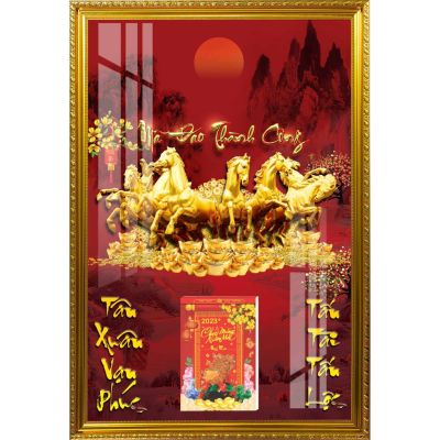 BÌA LỊCH GỖ TRÁNG GƯƠNG CAO CẤP 45X65CM - BÌA KHUNG NHỰA - KÈM BLOC