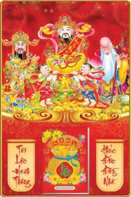 BÌA LỊCH GỖ LAMINATE 2026 - PHÚC LỘC THỌ (40X60CM)- BÌA GẮN BLOC 14.5x20.5
