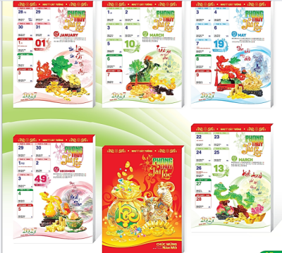 Lịch 53 Tuần - Phong Thủy Tài Lộc (Mỗi tờ lịch thể hiện 1 tuần)