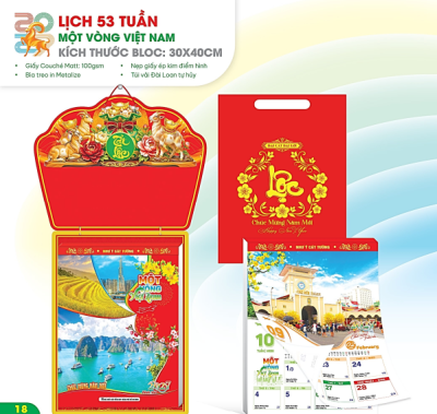 Lịch 53 Tuần - Một Vòng VN (Mỗi tờ lịch thể hiện 1 tuần)