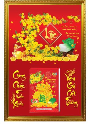 BÌA LỊCH GỖ TRÁNG GƯƠNG CAO CẤP 45X65CM - BÌA KHUNG NHỰA - KÈM BLOC