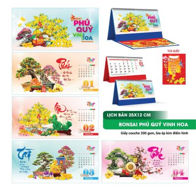 LỊCH BÀN CHỮ A NGANG - (12x25cm) - Mã Đáo Thành Công