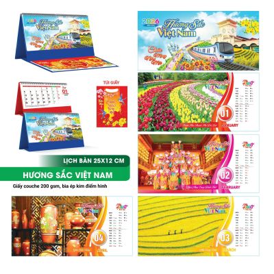 LỊCH BÀN CHỮ A NGANG - (12x25cm) - Hương Sắc VN