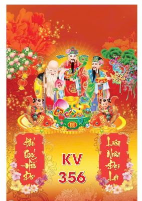 BÌA LỊCH GỖ TREO TƯỜNG LAMINATE (40X60CM) - PHÚC LỘC THỌ - GẮN BLOC ĐẠI 14.5x20.5CM